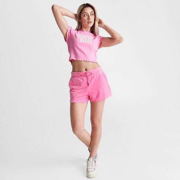 Juicy Couture Big Bling Velour Track Shorts Women's XL Pink - Picture 6 of 10